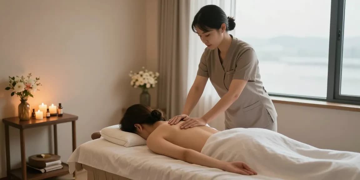Relaxing massage therapy session in a serene setting highlighting 영종도출장마사지 experience.