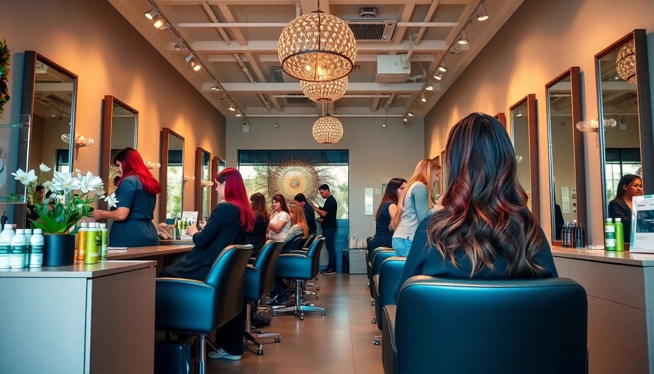 Transformative hair services at a premier hair salon San Diego, featuring skilled stylists and vibrant highlights.
