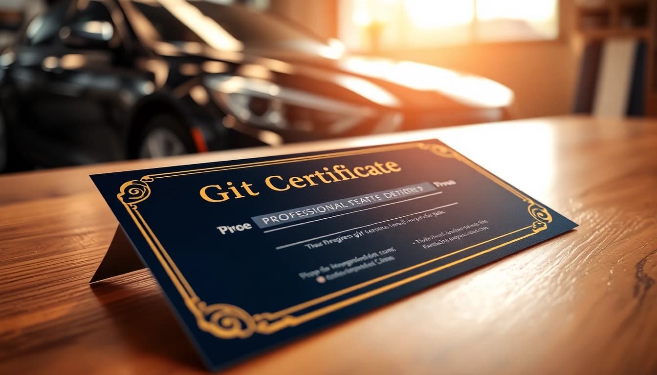 Gift a car detailing gift certificate for an exceptional vehicle care experience.
