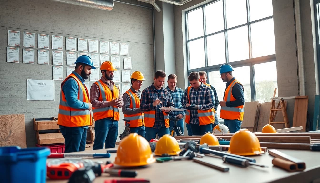 Training workshop showcasing nccer certification for workers engaging in hands-on learning.