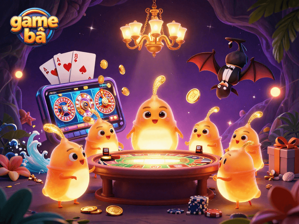 Experience thrilling game bài action in a vibrant cave casino illuminated by glowworms.