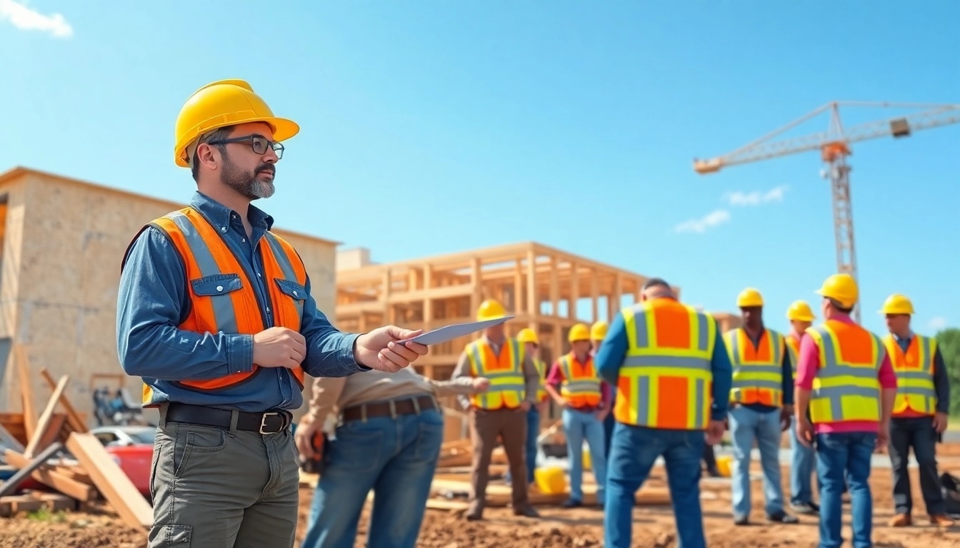 New Jersey General Contractor supervising a construction site with workers and tools.