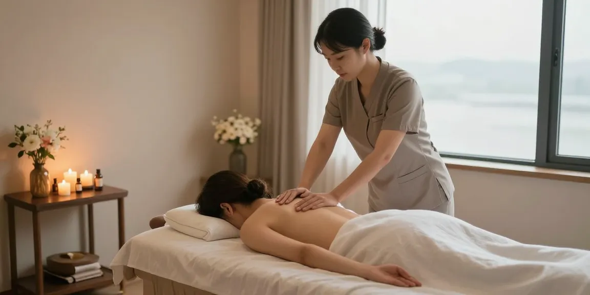 Relaxing massage therapy session in a serene setting highlighting 영종도출장마사지 experience.