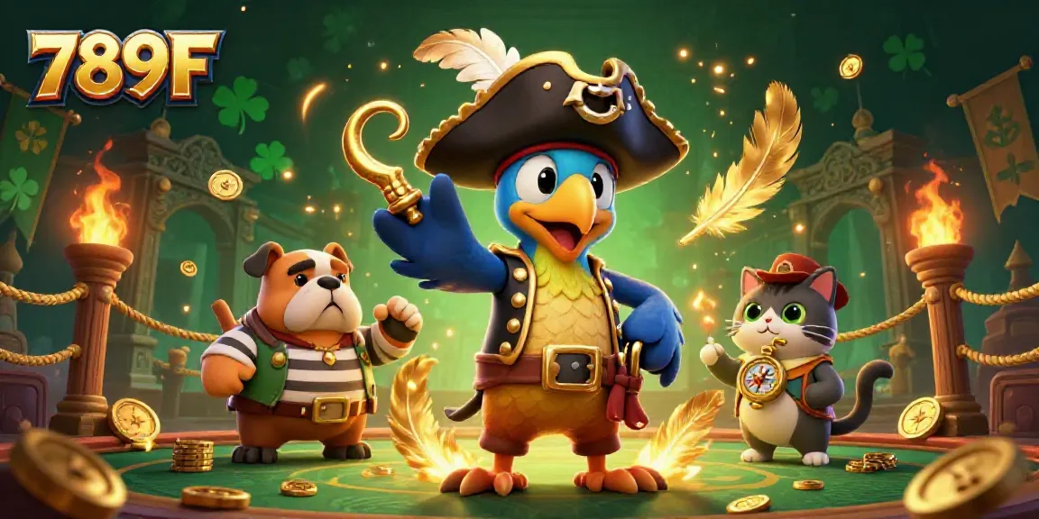 Experience thrilling gameplay with 789F's vibrant 3D pirate casino scene, featuring interactive characters.