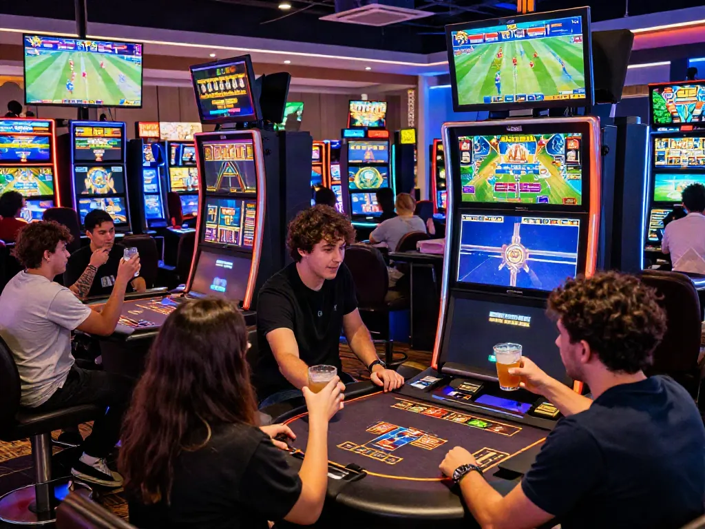 Exciting online gaming experience at https://1da88.it.com/ showcasing diverse players and vibrant casino atmosphere.