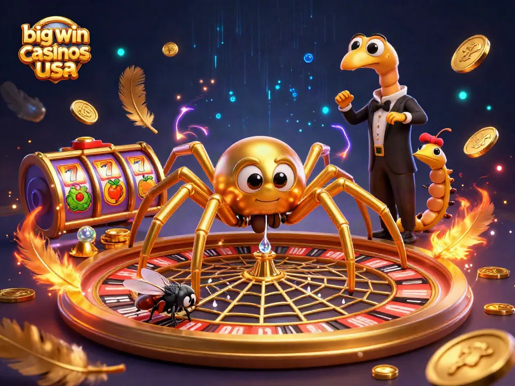 Experience big win casinos usa with thrilling gaming action from slots to roulette in a colorful 3D illustration.