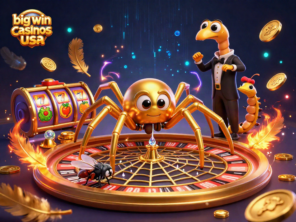 Experience big win casinos usa with thrilling gaming action from slots to roulette in a colorful 3D illustration.