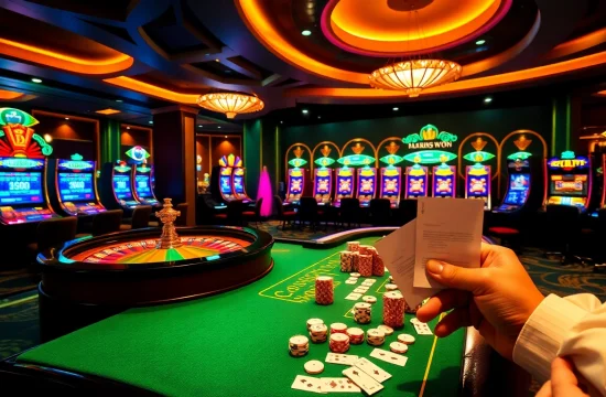 Exciting scene of players engaging in immersive games at the best crypto casinos, highlighted by vibrant roulette and poker tables.