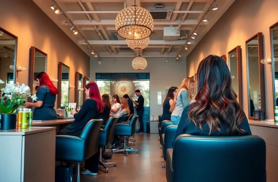 Transformative hair services at a premier hair salon San Diego, featuring skilled stylists and vibrant highlights.
