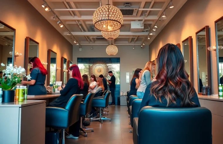 Transformative hair services at a premier hair salon San Diego, featuring skilled stylists and vibrant highlights.