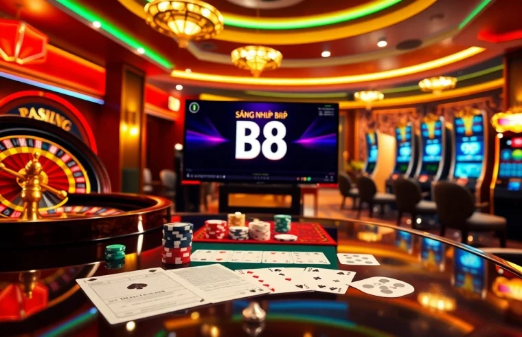 Engage with ĐĂNG NHẬP B8 at an exciting online casino with vibrant interfaces and classic gambling elements.