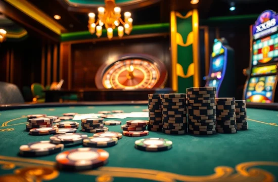 Experience the excitement of XX88 with luxurious casino tables and vibrant gaming environments.